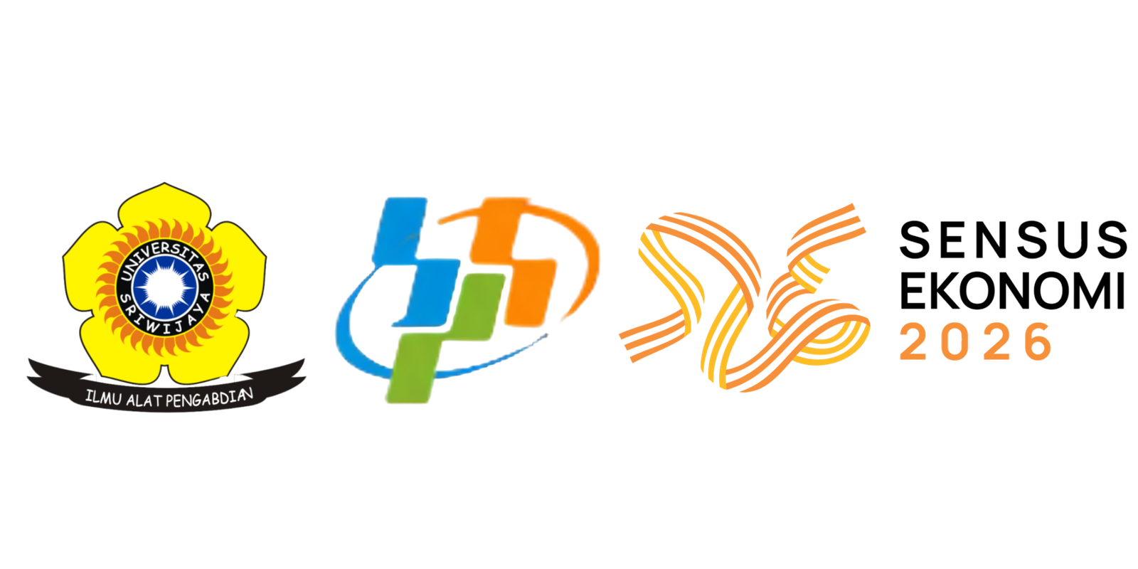 Logo Universitas Sriwijaya, BPS, dan Sensus Ekonomi 2026